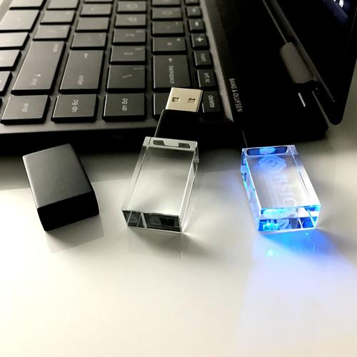 工厂diy水晶发光u盘内雕logo商务礼品优盘usb2.0 3.0高速金属u盘